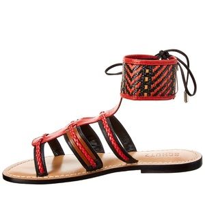 Schutz dudinik red leather sandal